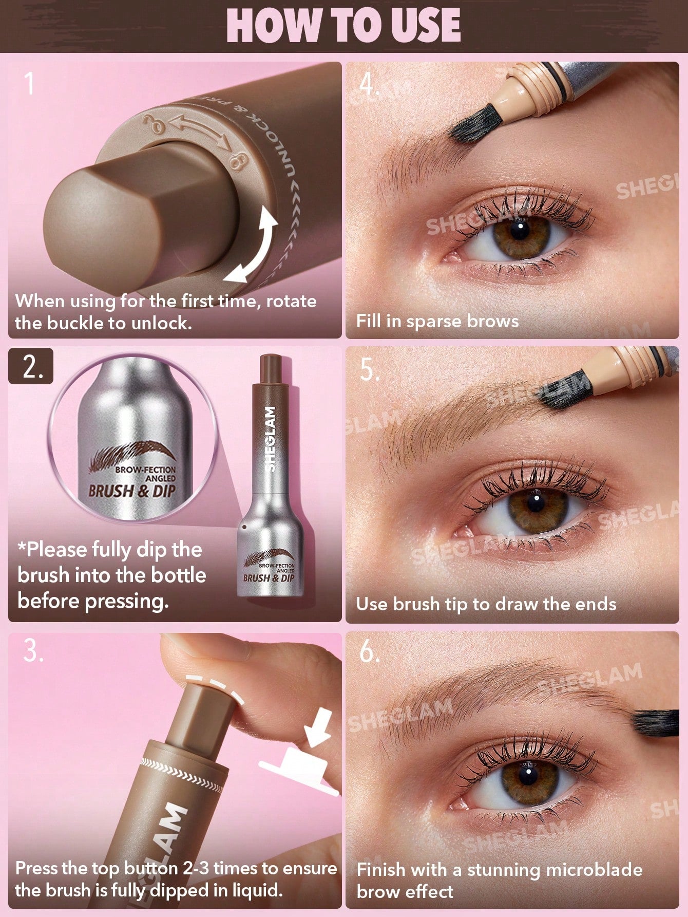 Sheglam Brow-Fection Angled Brush & Dip