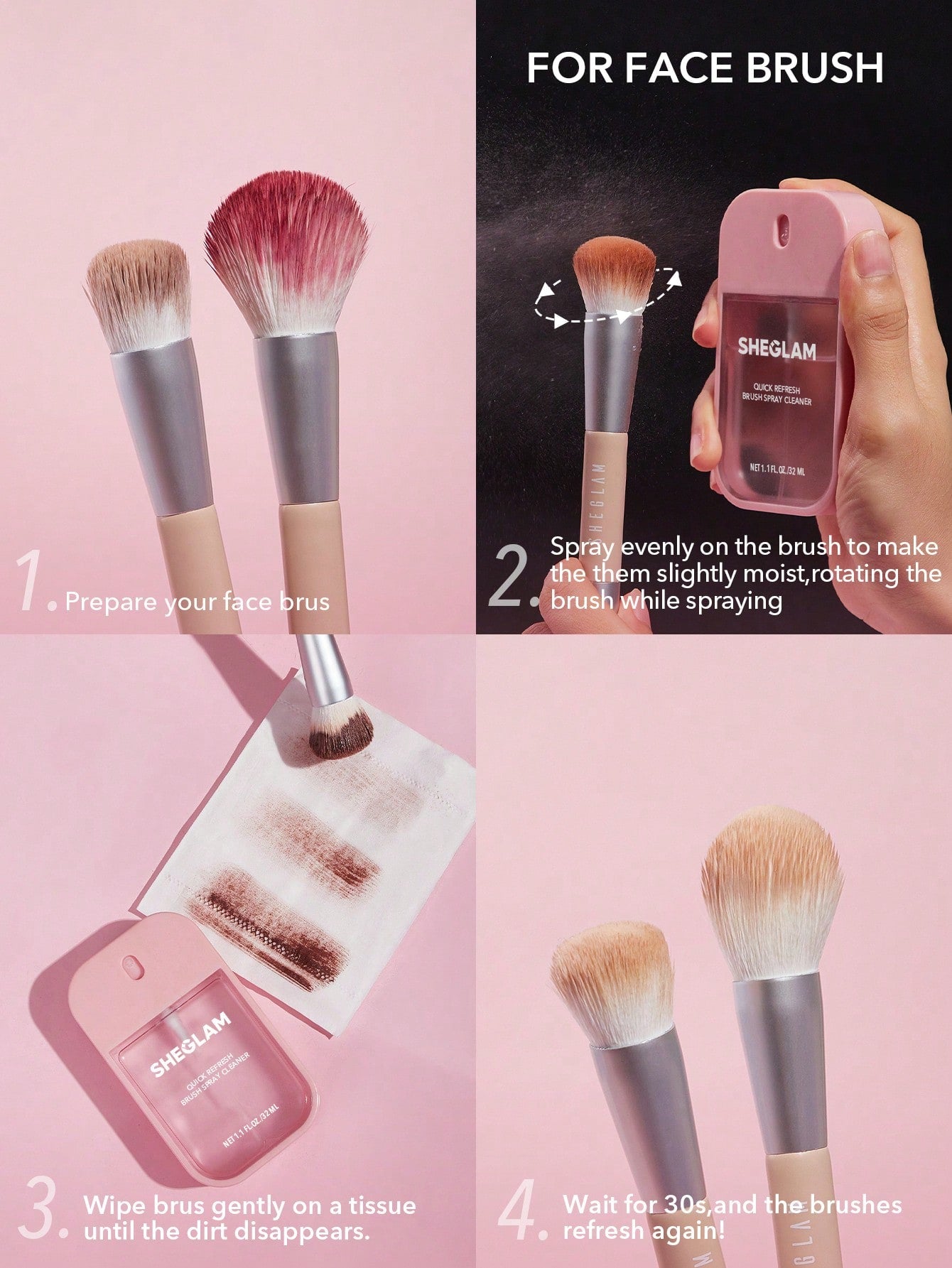 Sheglam Quick Refresh Brush Spray Cleaner 32ml