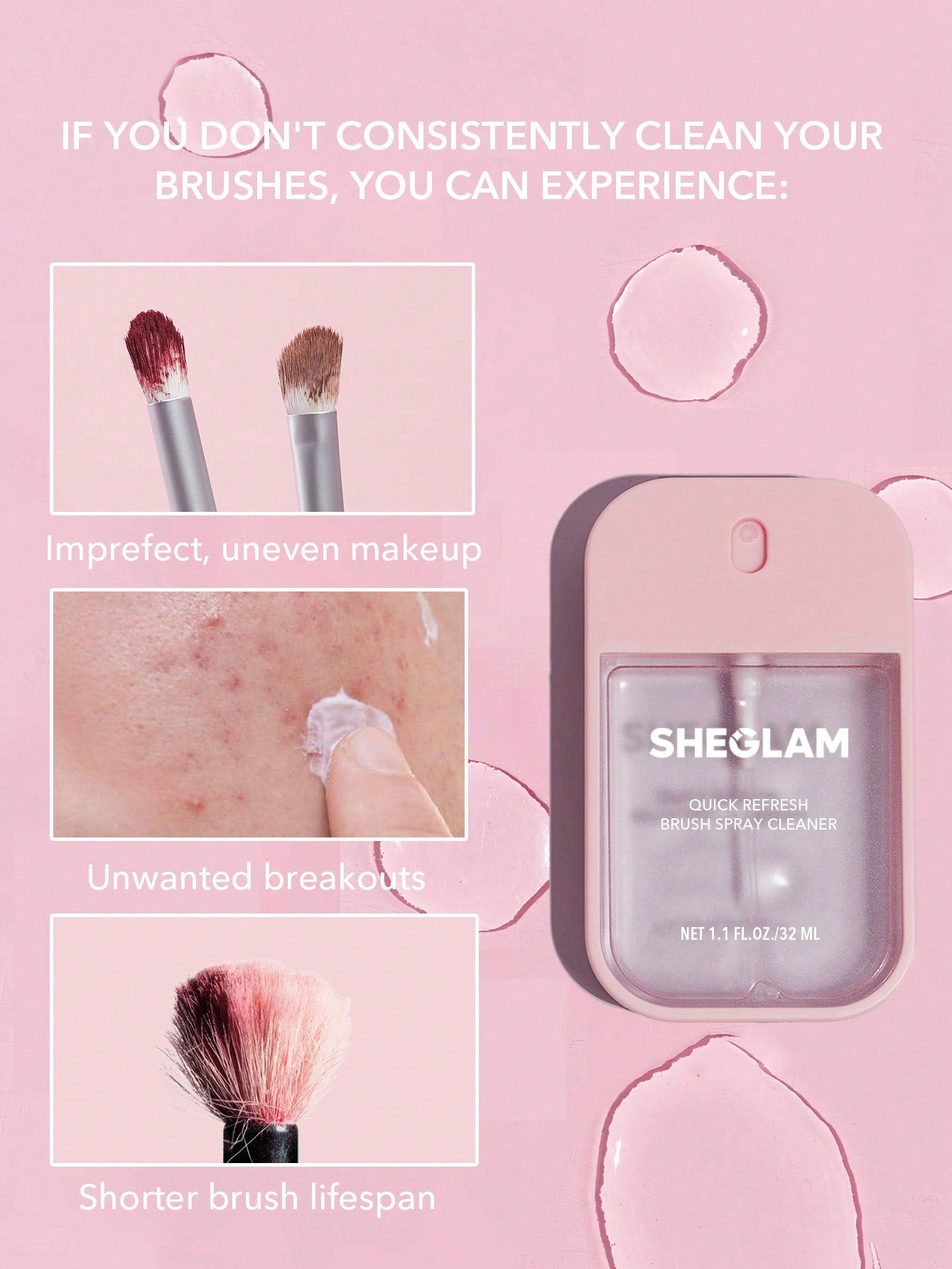 Sheglam Quick Refresh Brush Spray Cleaner 32ml